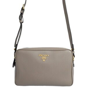 Prada Vitello Phenix leather crossbody camera bag Argilla Gray